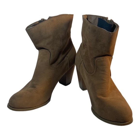 Rampage Leather Frankey Tan Zip Up Booties With Fringe Size 9 - Picture 2 of 11